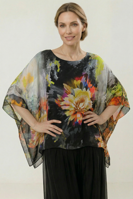 Poncho Matase Shopika | Print Flori Oversized