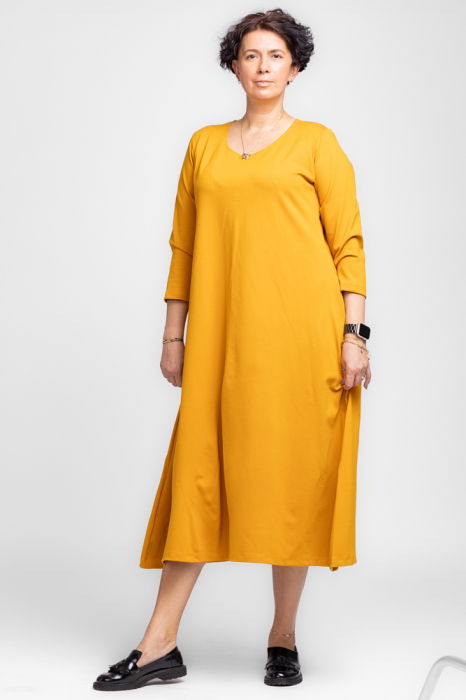 Rochie A-Line Tricot Mustar | Eleganță Pierino