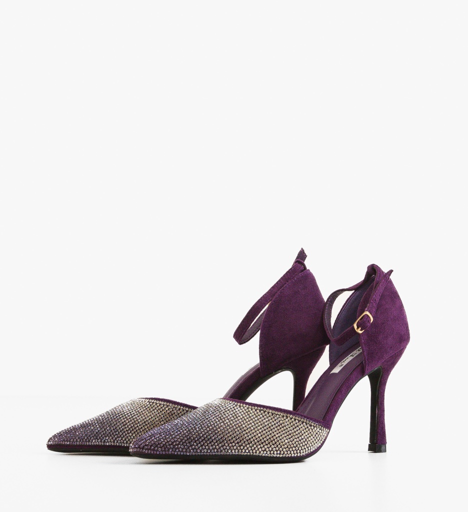 Pantofi Dama Amina Mov cu Toc Eleganți - imagine 5
