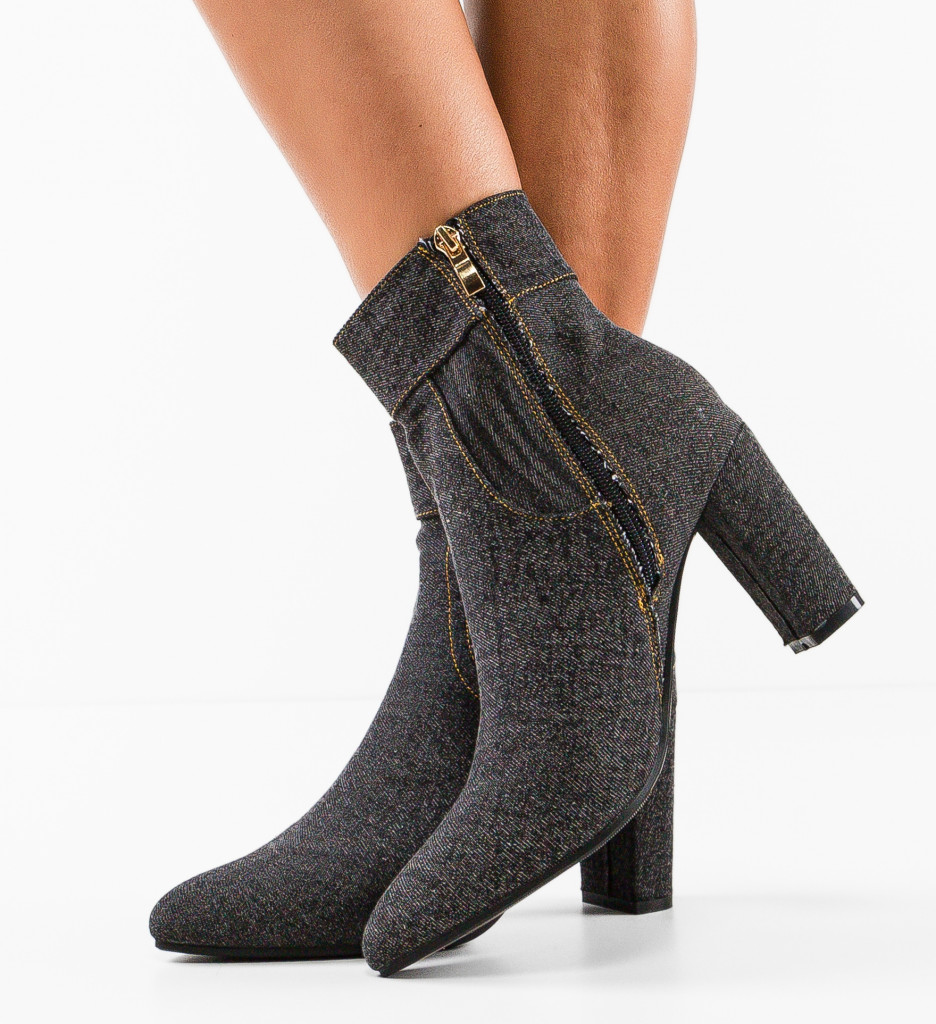 Botine Dama Jean Negre | Design Casual Modern - imagine 3