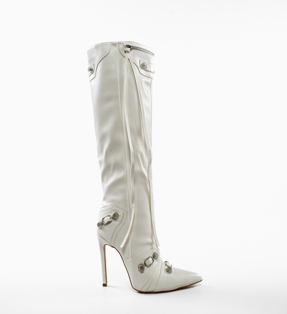 Cizme Dama Glass Albe - Eleganță și Stil - imagine 5