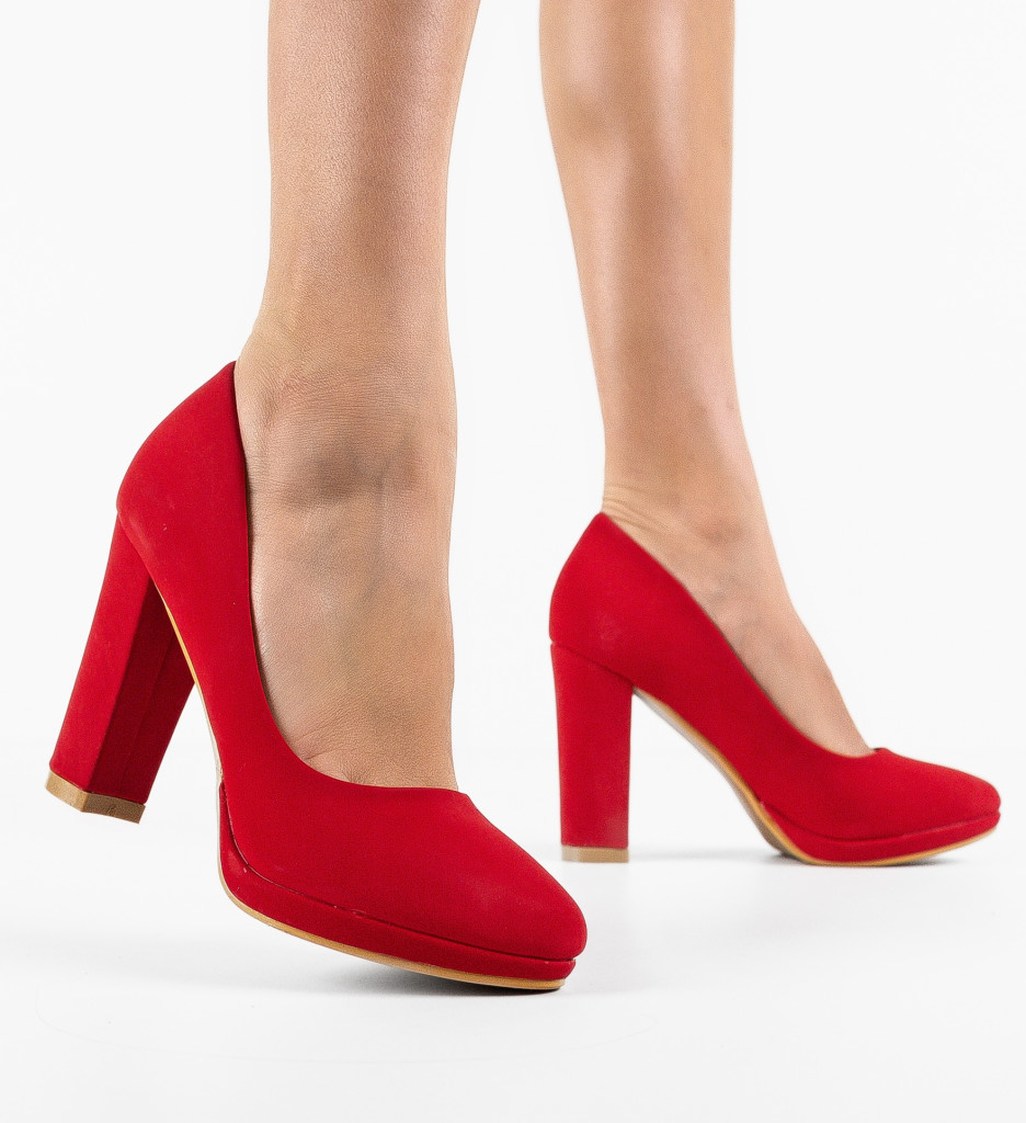 Pantofi Rosii cu Toc Eleganți Alia