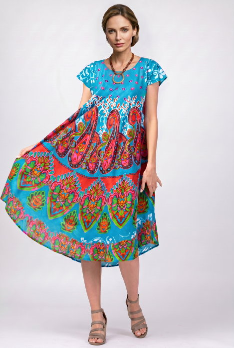 Rochie Midi Paisley Turcoaz | Indian Emporium - imagine 2