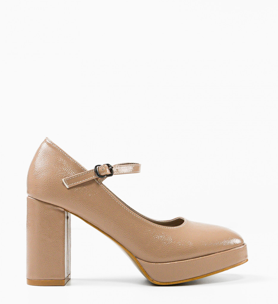 Pantofi dama Pugh Bej cu toc elegant - imagine 6