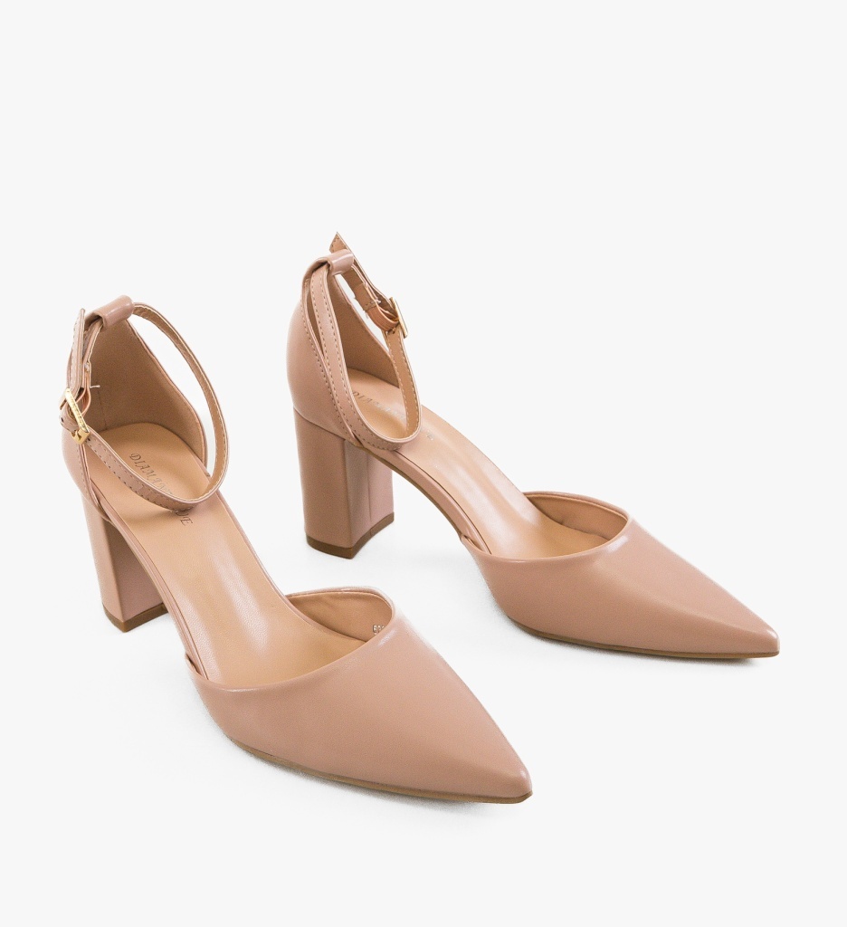 Pantofi Dama Jalapen Nude Eleganți cu Toc - imagine 4