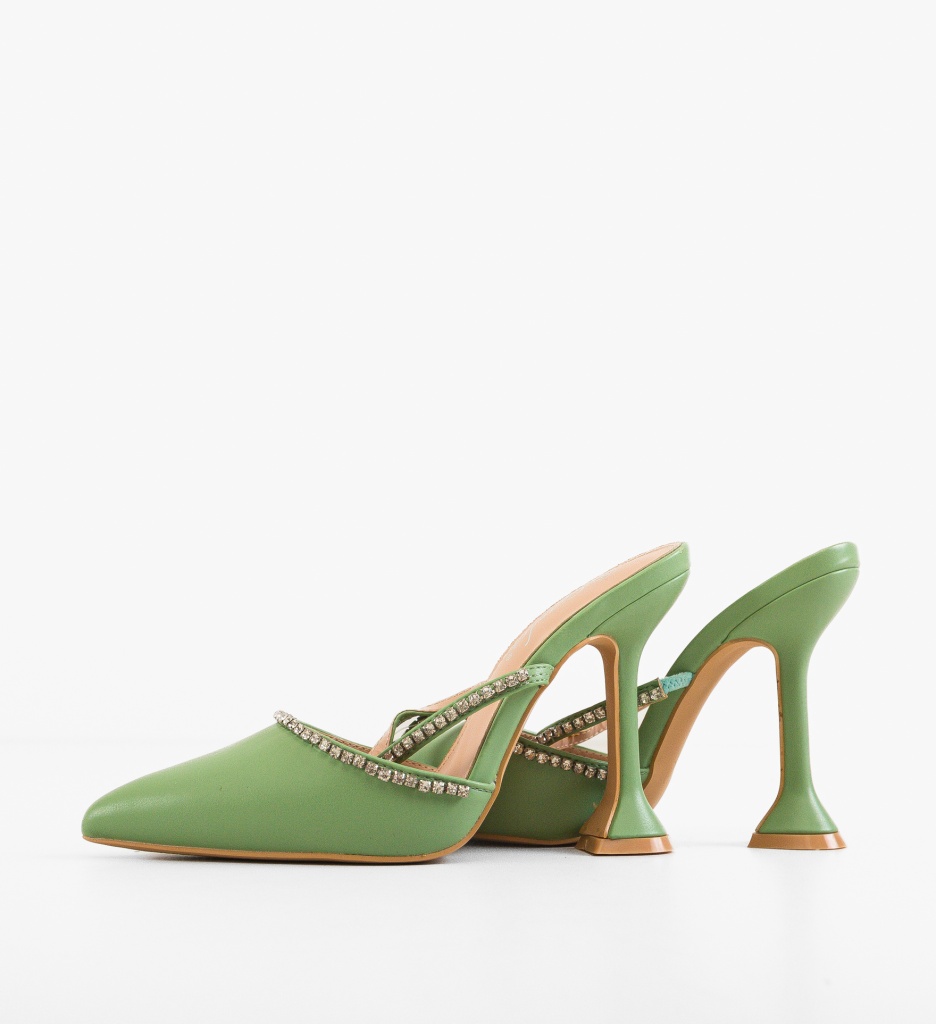 Pantofi Leslie Verzi cu Toc Eleganți - imagine 4