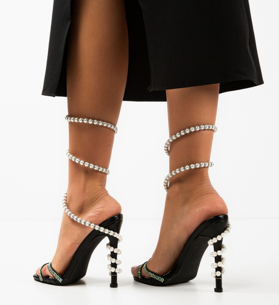 Sandale Hesperos Negre cu Toc Elegant - imagine 5