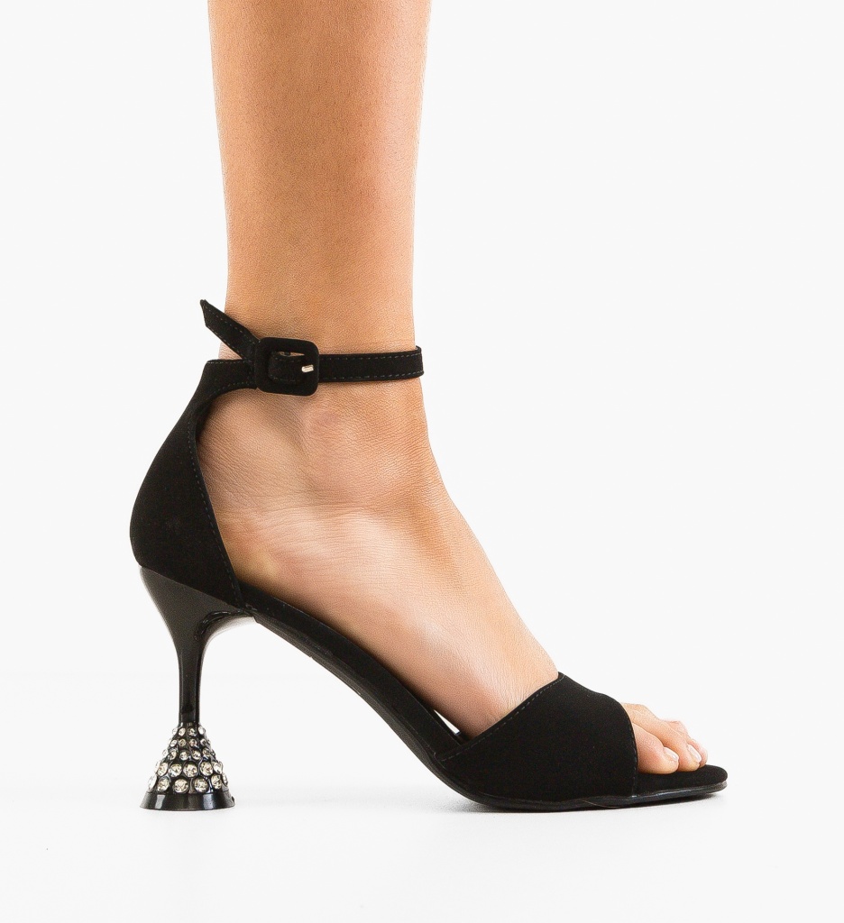Sandale Merkato Negre cu Toc Elegante - imagine 6