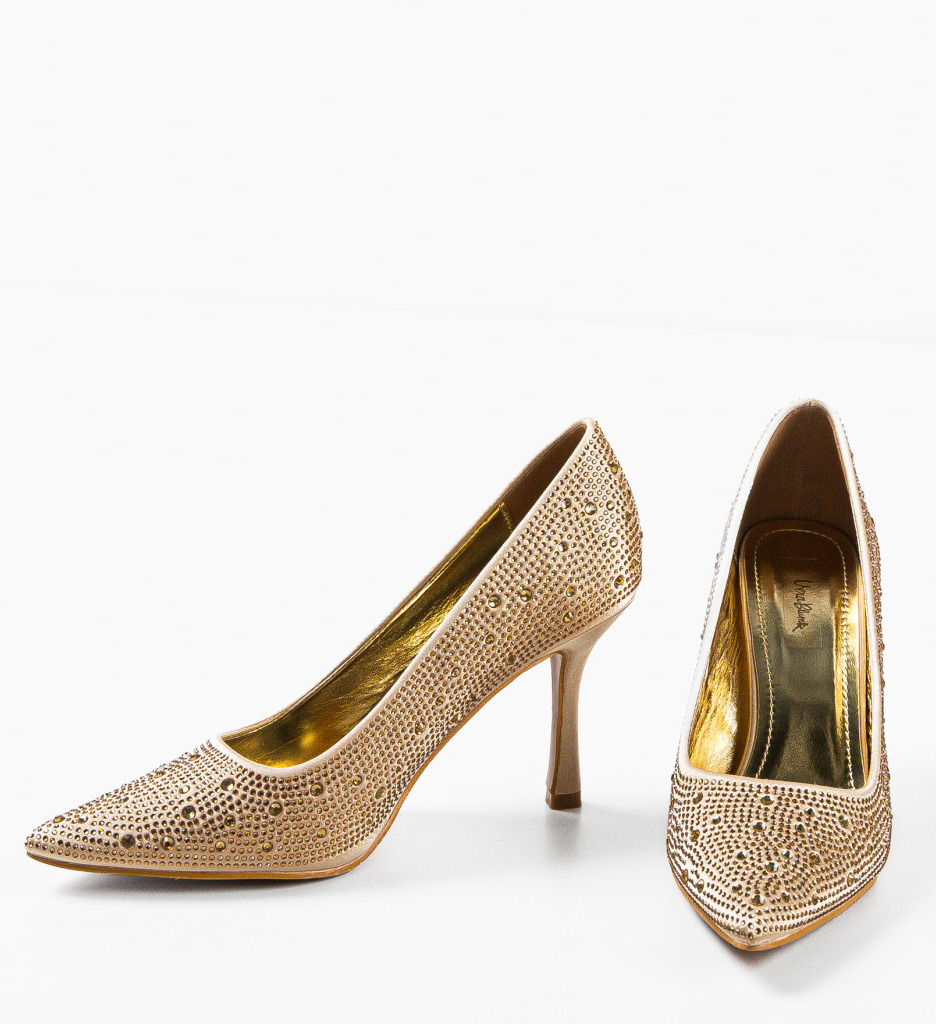 Pantofi Dama Frazer Aurii Eleganți cu Toc - imagine 4