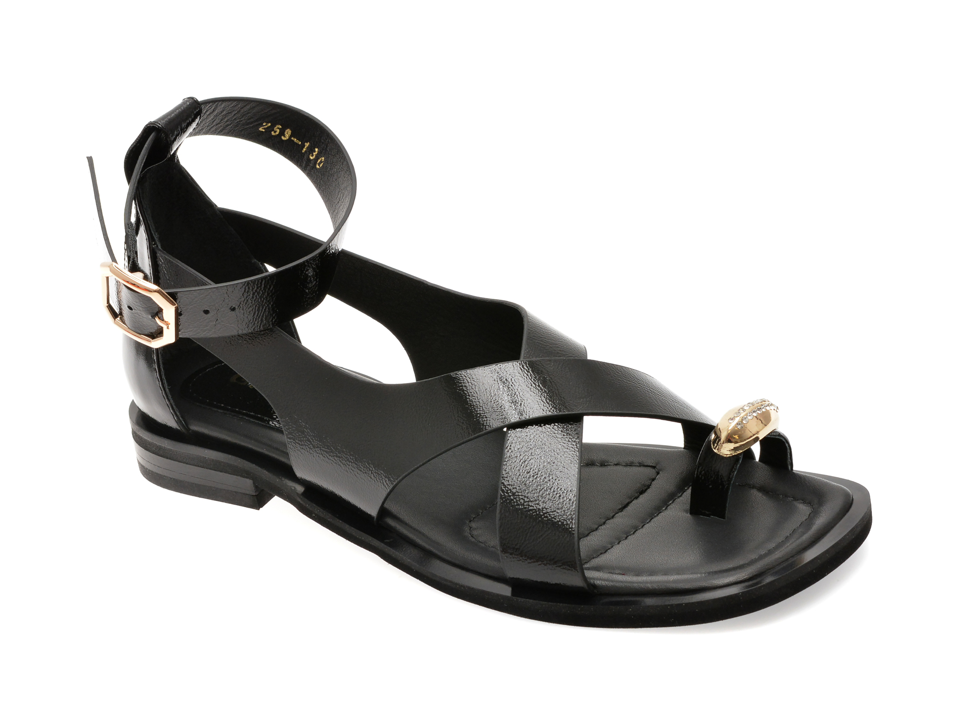 Sandale GRYXX negre din piele lacuită elegantă
