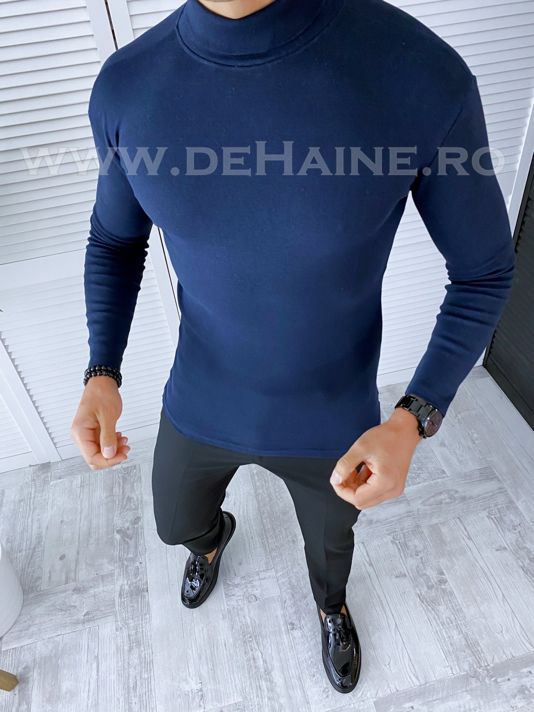 Helanca Barbati Slim Fit Bleumarin - Eleganta Casual