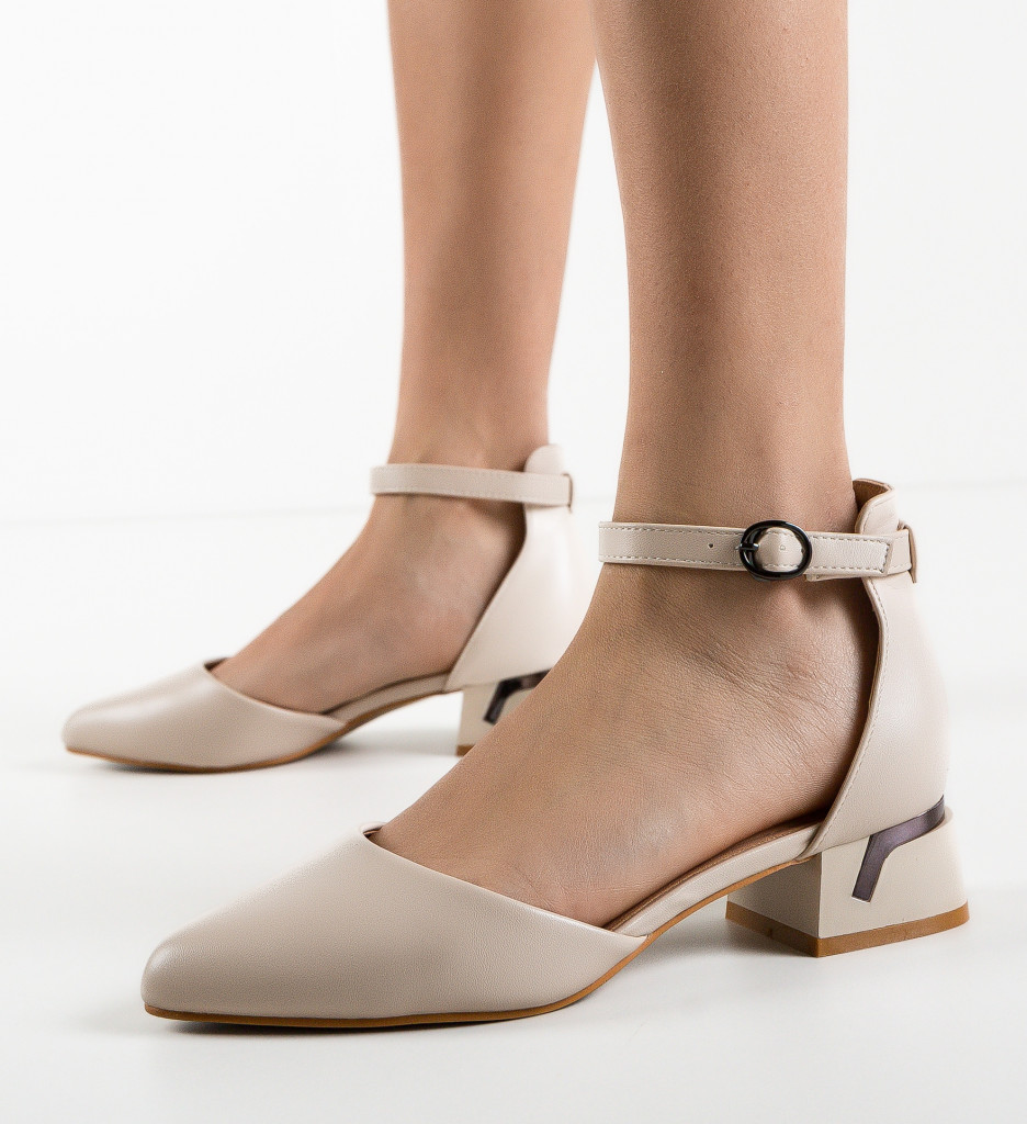 Pantofi Toc Zahra Bej - Eleganță Premium - imagine 3
