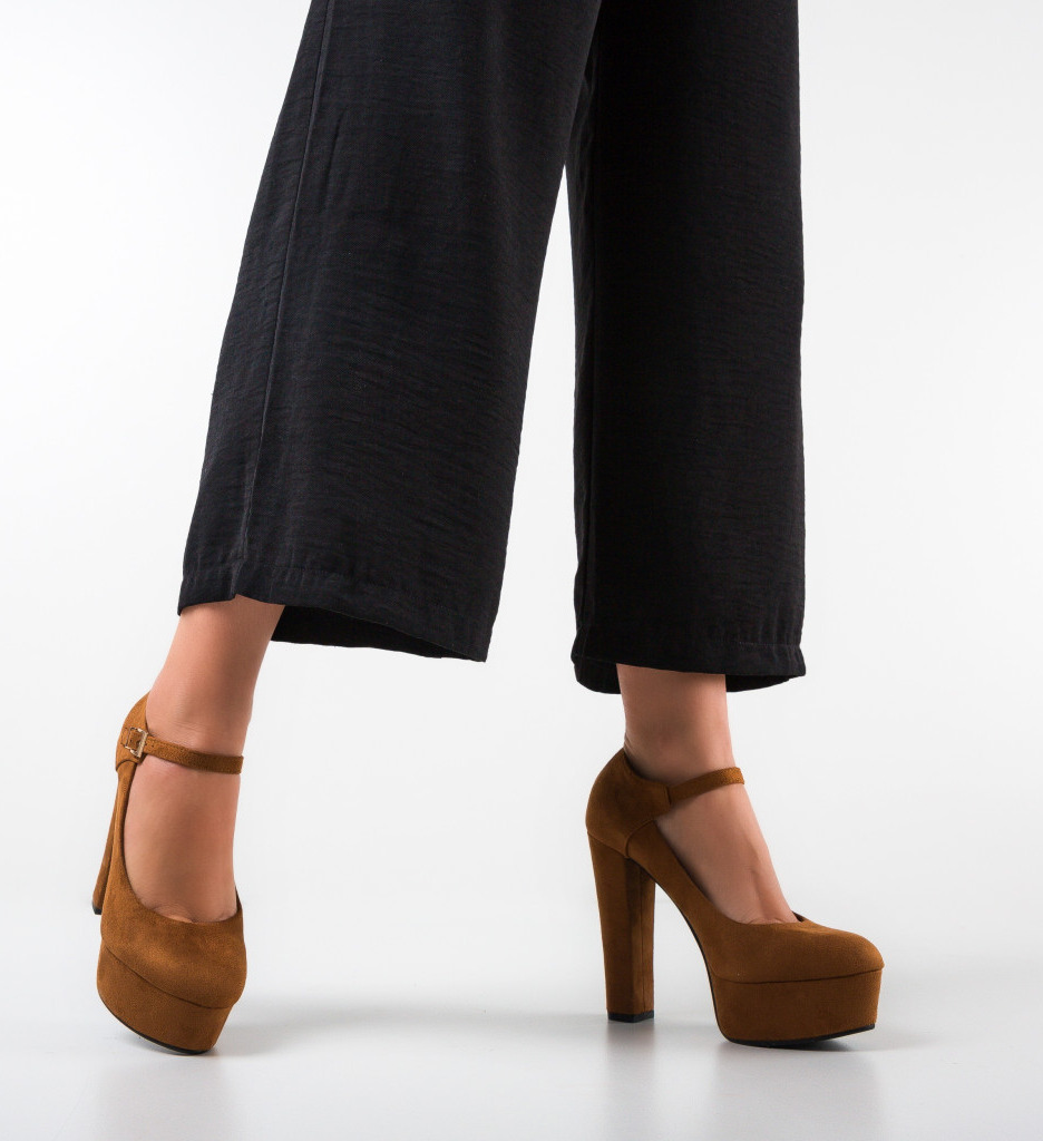 Pantofi Chung Camel cu Toc Elegant - imagine 3