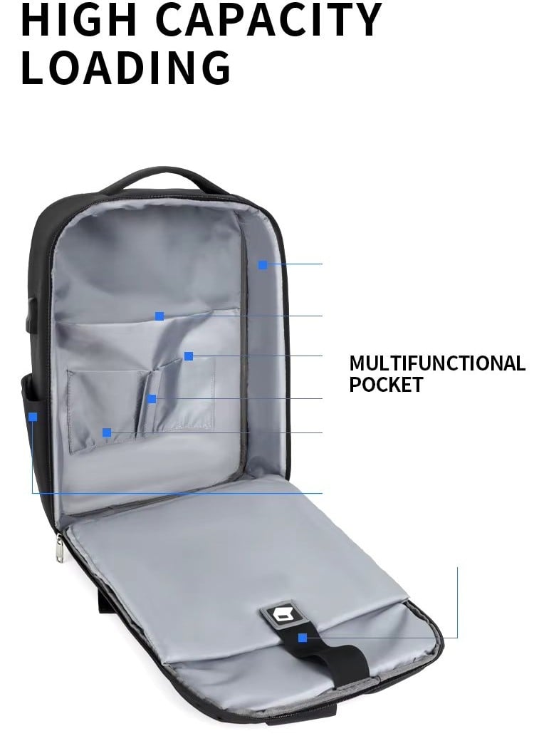 Rucsac Smart Picadili Orien cu Port USB, Negru - imagine 5