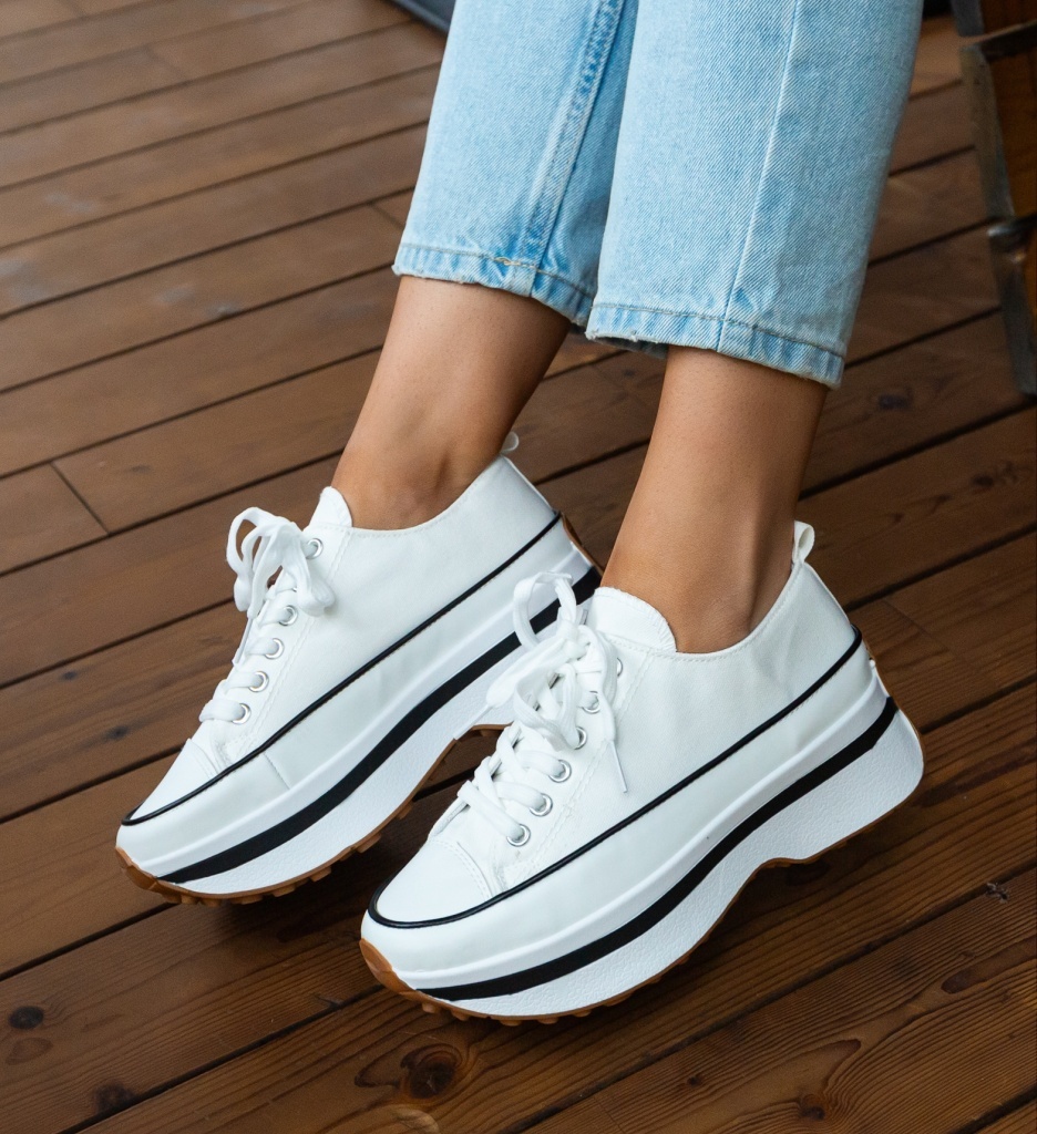 Sneakers Dama Marble Albi | Eleganță Sport - imagine 6