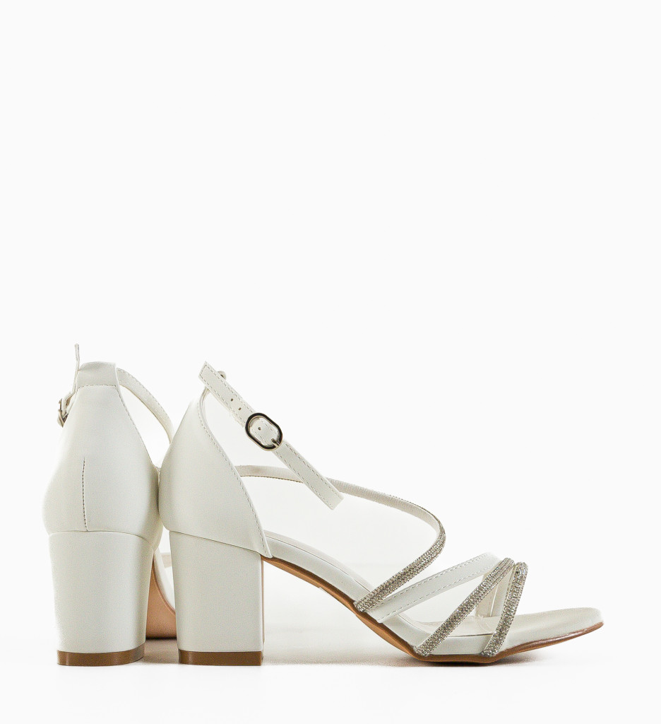 Sandale Lynia Albe cu Toc Elegant - imagine 4