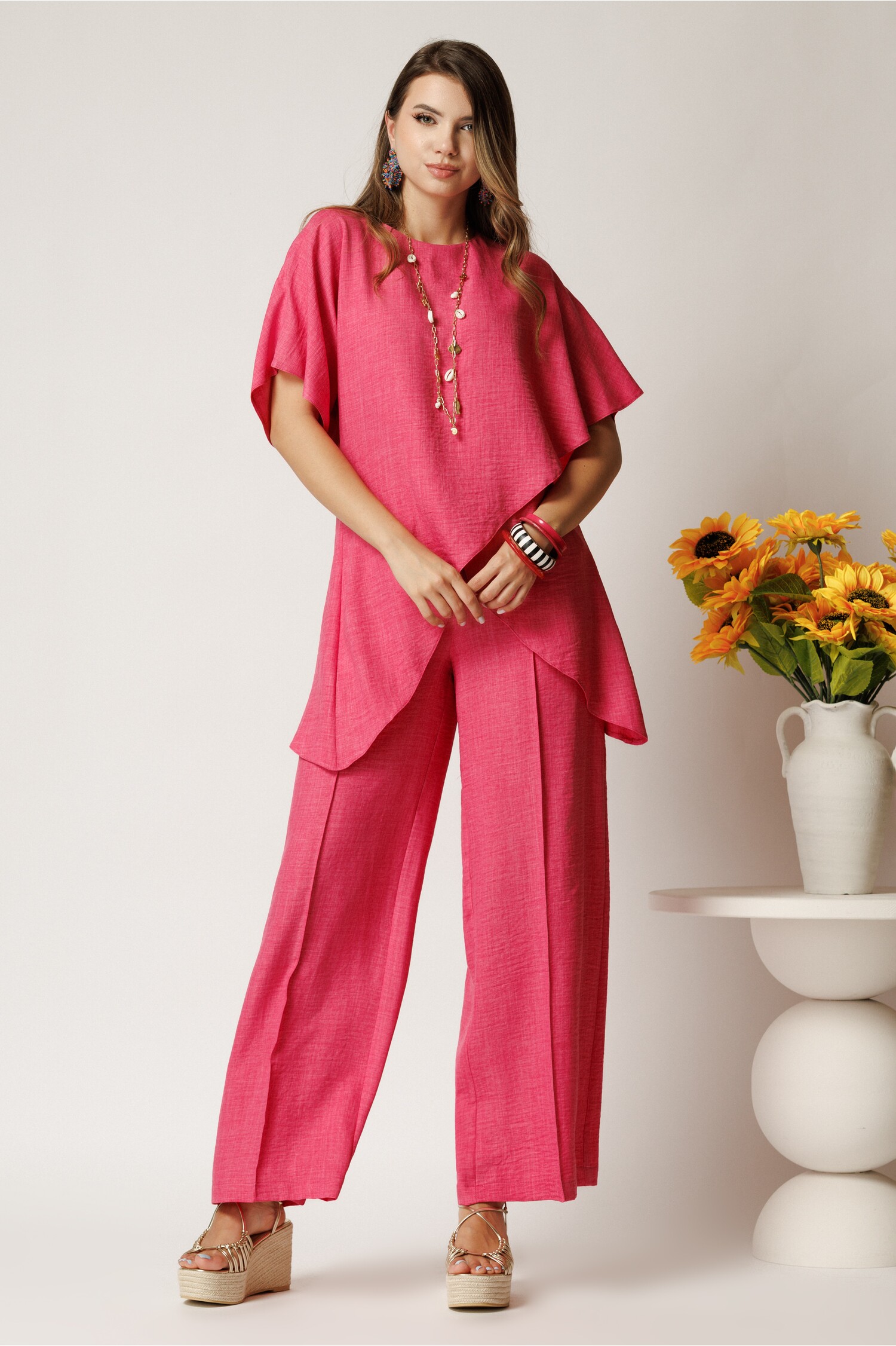Pantaloni Fucsia Rayon Croi Lejer Elastic