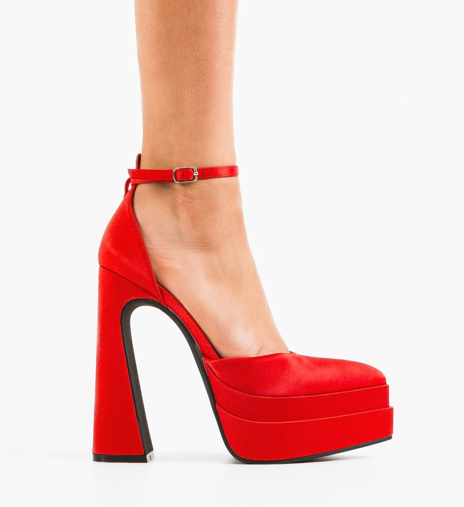 Pantofi Amira Rosii cu Toc Eleganți - imagine 6
