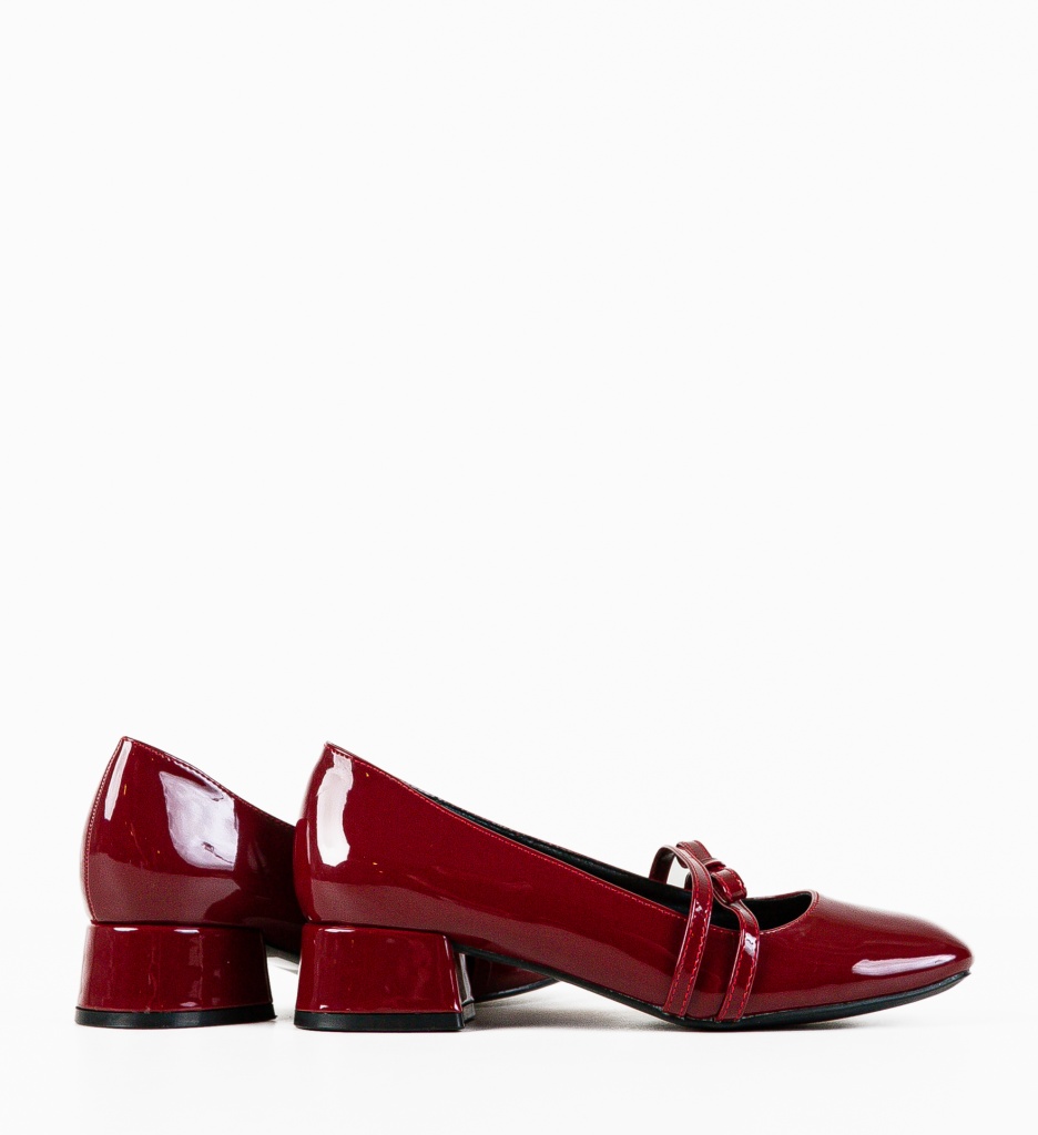 Pantofi Tospe Grena Eleganți cu Toc - imagine 5