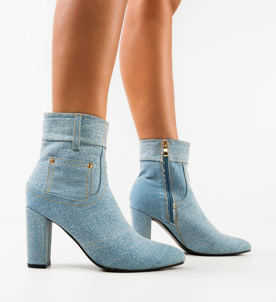 Botine Dama Jean Albastre - Stil Casual Modern - imagine 2