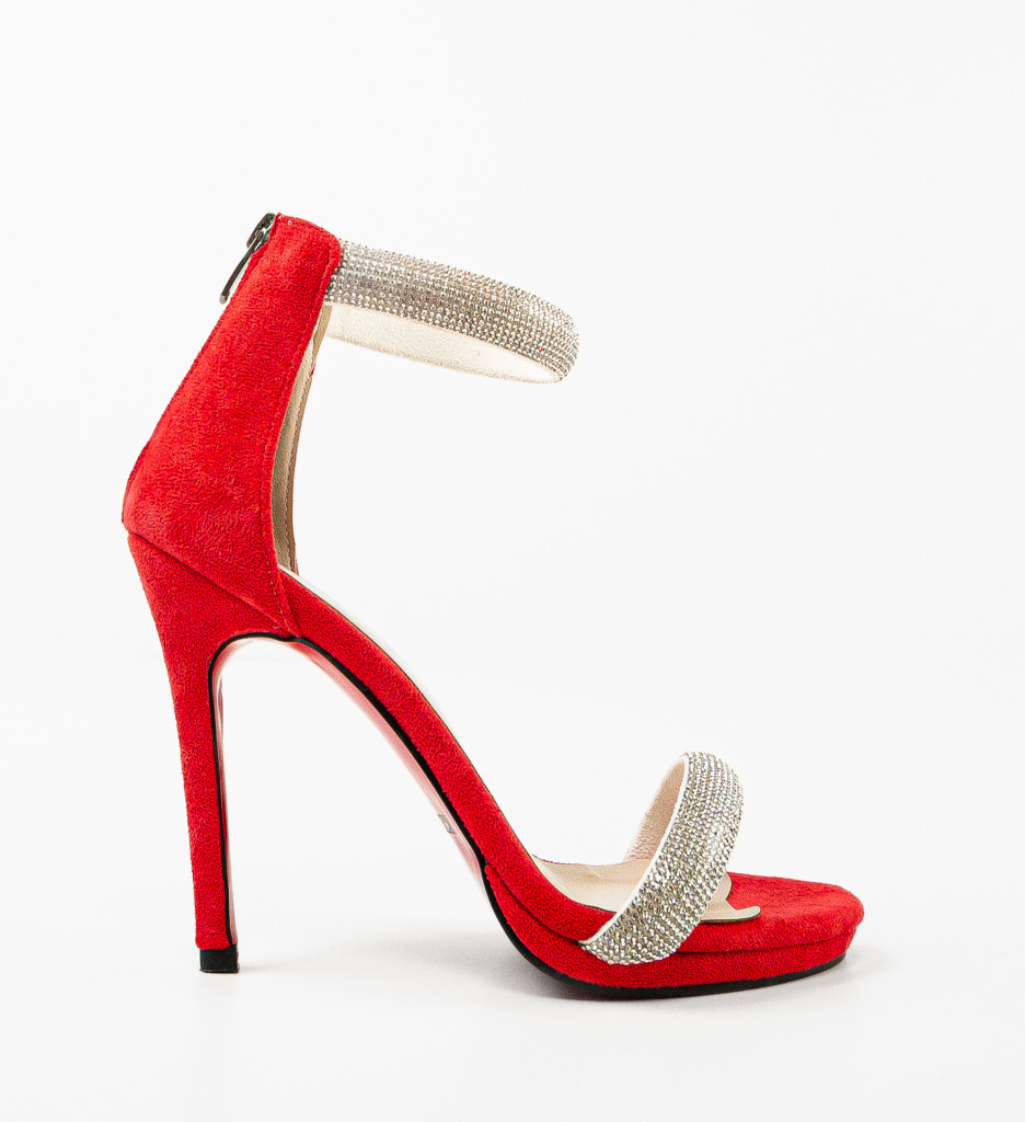 Sandale Dama Rosii cu Toc Elegante - imagine 4