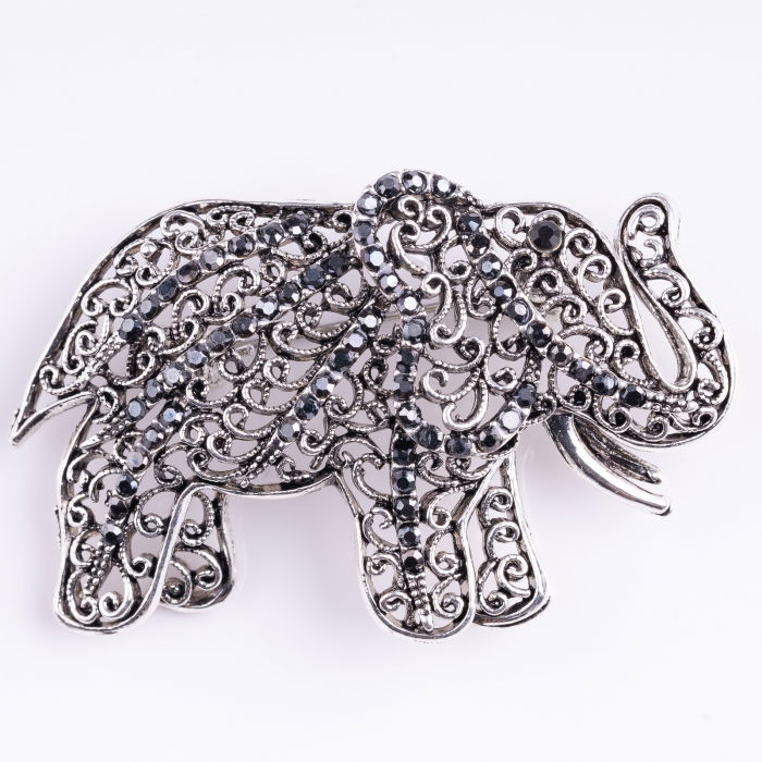 Brosa Elefant Shopika - Eleganță Metalică Argintie