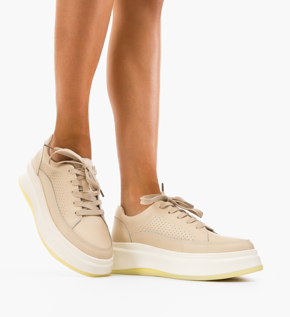 Sneakers Dama Ronda Bej | Confort și Stil - imagine 2