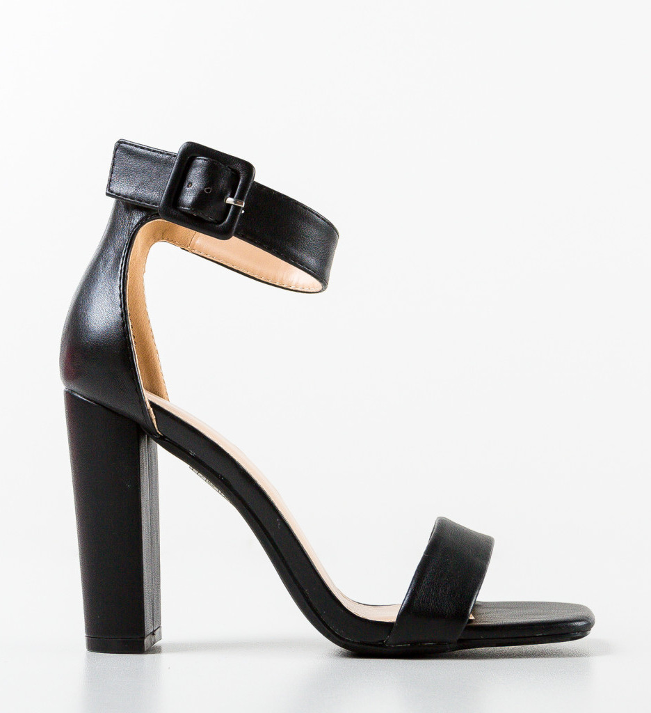 Sandale Dama Lareta Negre cu Toc Elegant - imagine 4