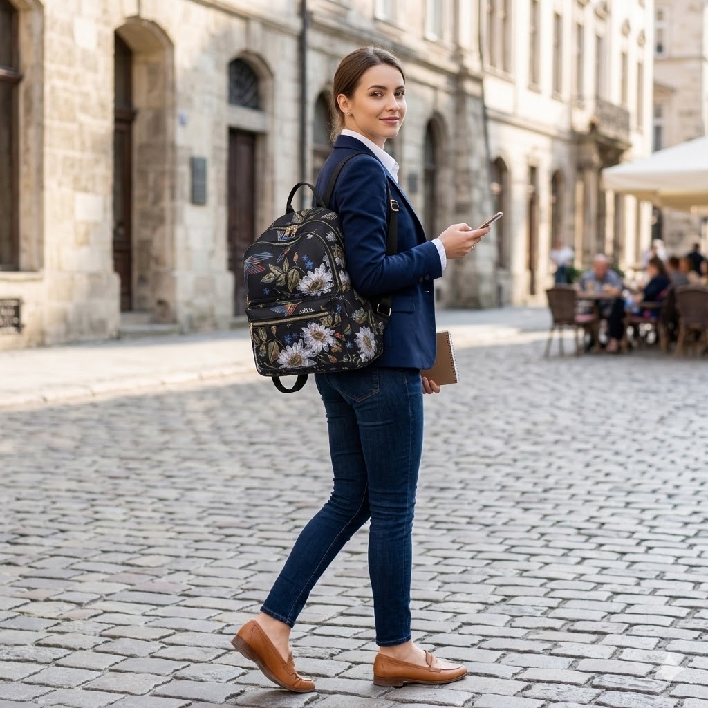 Rucsac dama Picadili Alondra GT3765, flori, impermeabil - imagine 2