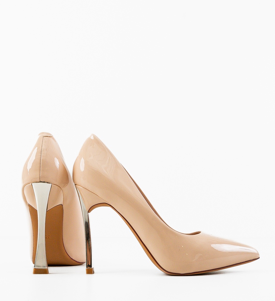 Pantofi dama Neba Nude cu toc elegant - imagine 4