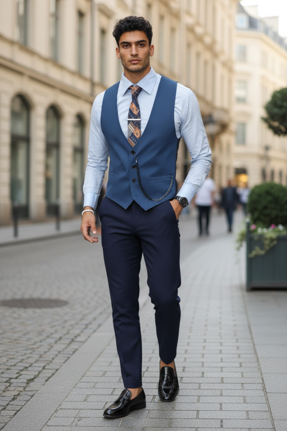 Compleu Barbati Vesta + Pantaloni Elegant - imagine 2