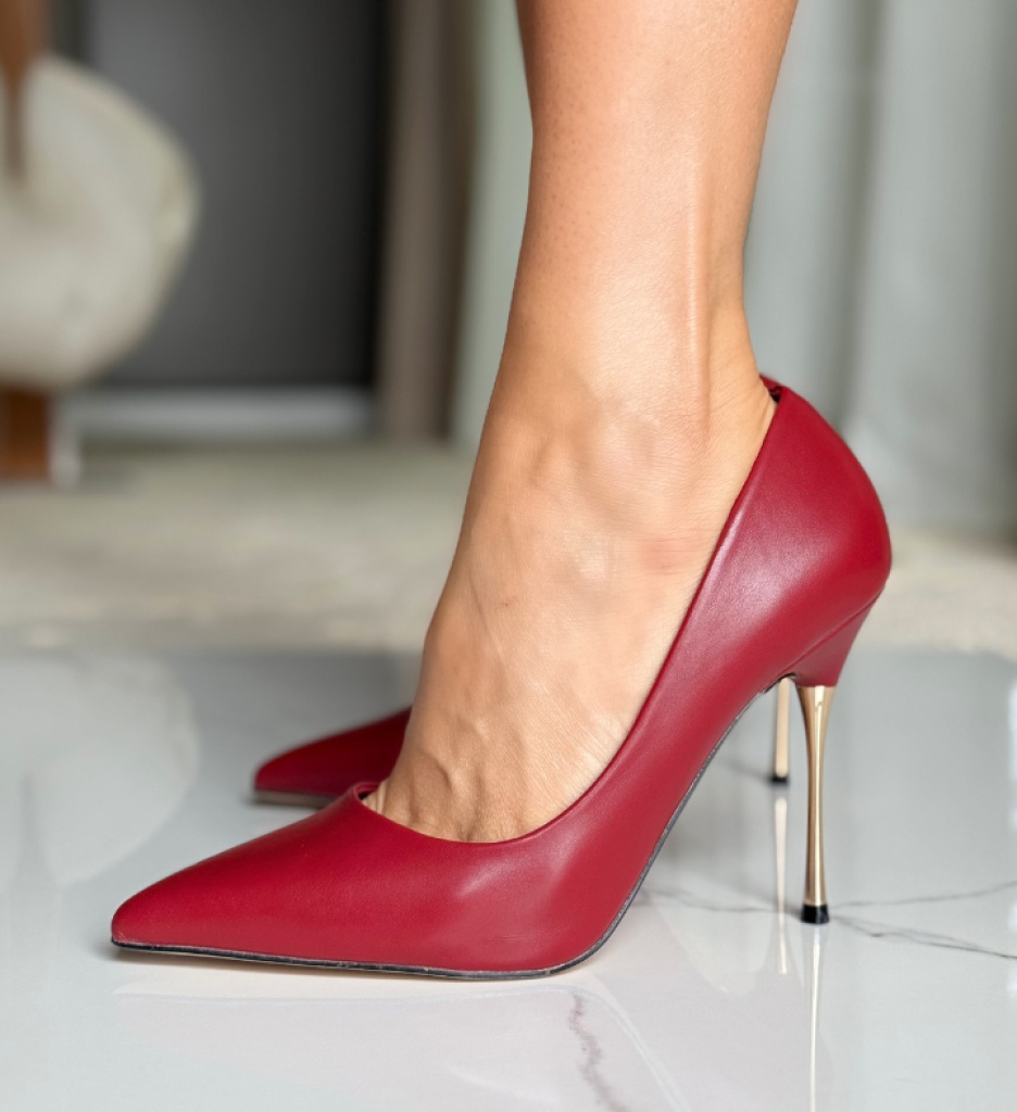 Pantofi Krente Rosii cu Toc - Eleganta Asigurata - imagine 3