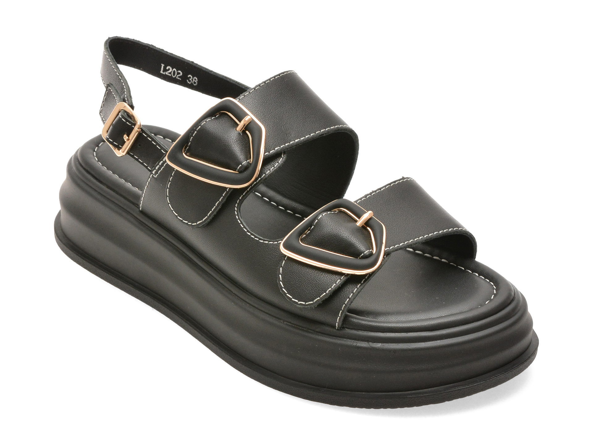 Sandale EPICA negre din piele naturală L202
