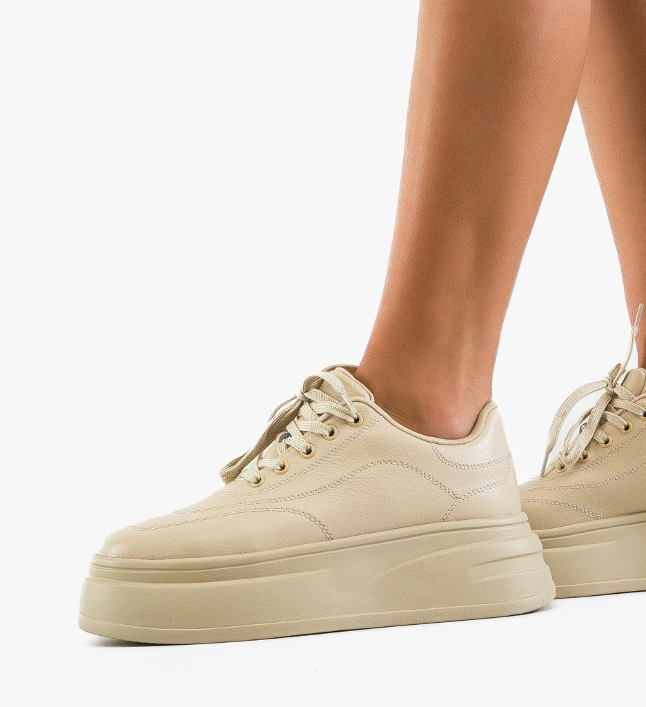 Sneakers Dama Bygdan Bej - Confort Urban - imagine 3