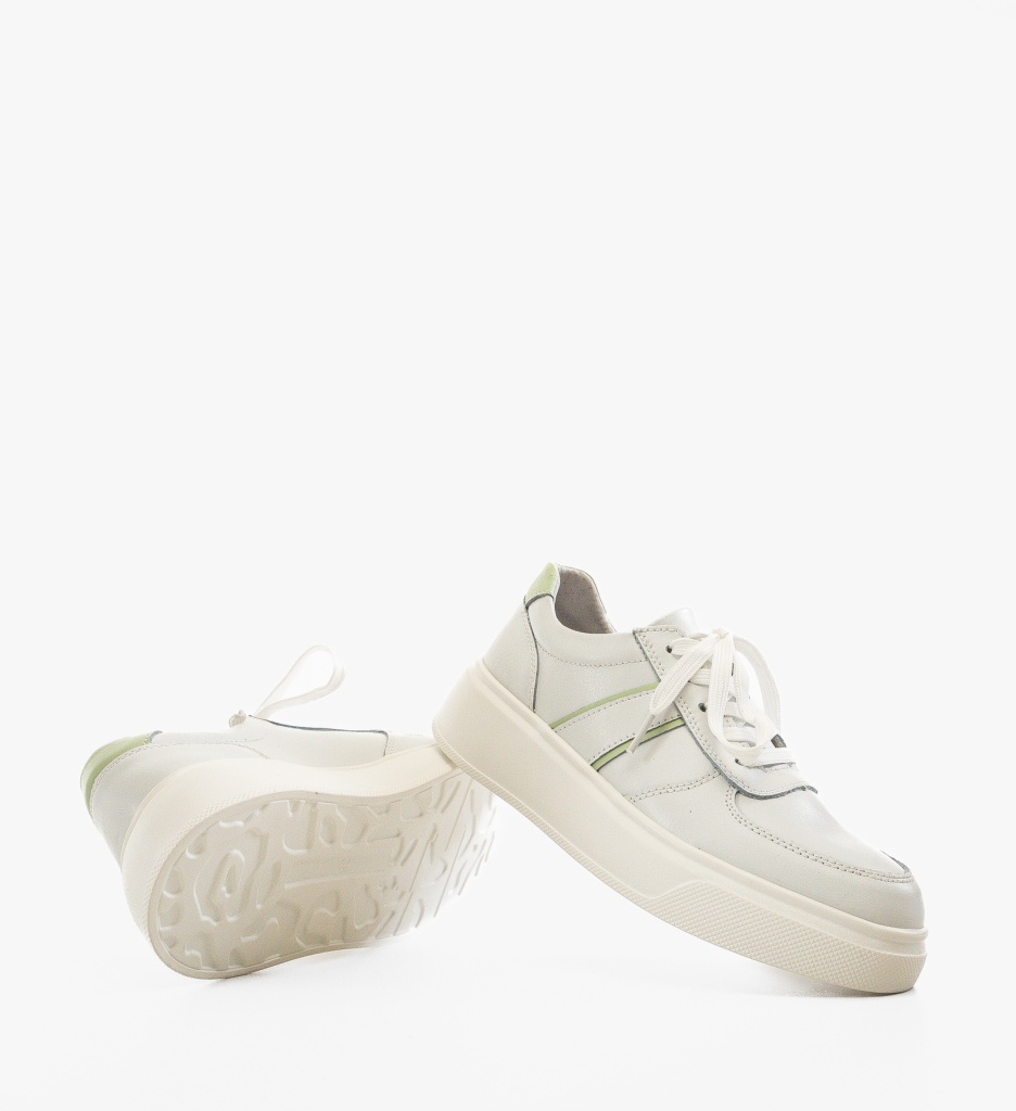 Sneakers Dama Briseis Albi din Piele Naturală - imagine 6