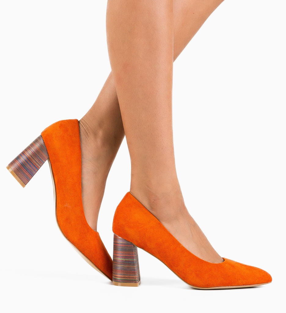 Pantofi cu Toc Ferne Portocalii - Eleganță - imagine 2