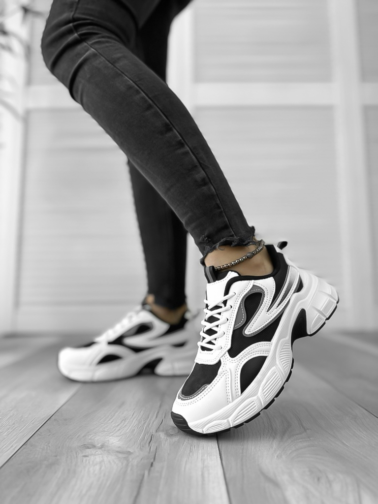 Adidasi Casual Dama Albi cu Negru - Stil & Confort