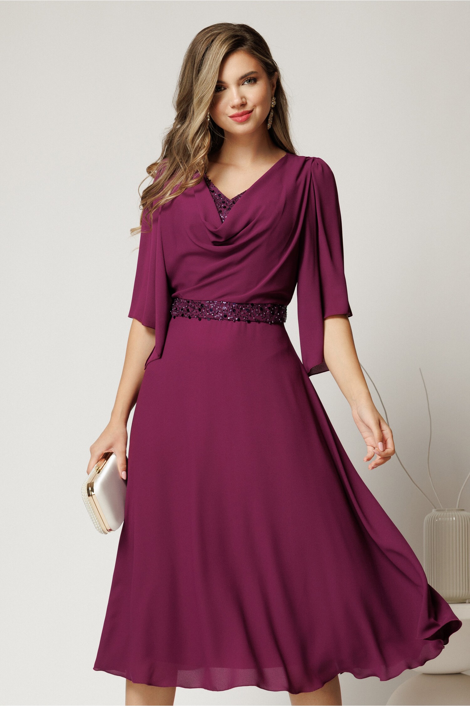 Rochie Eleganta Magenta pentru Cununie Civila