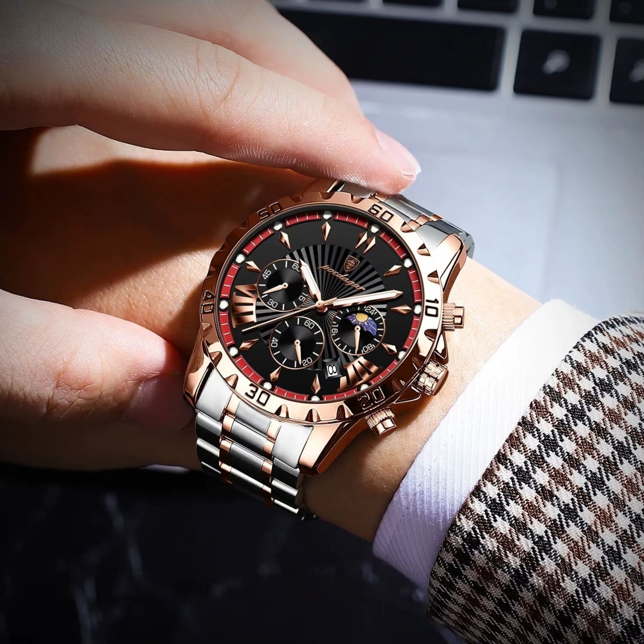 Poedagar CS1815 Ceas Barbatesc Eleg Rose Gold - imagine 3