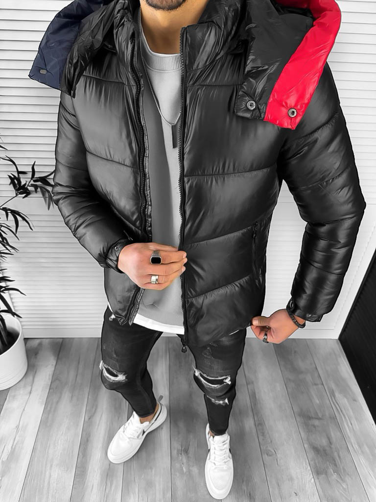 Geaca Iarna Barbati Neagra Stil Modern | A2312