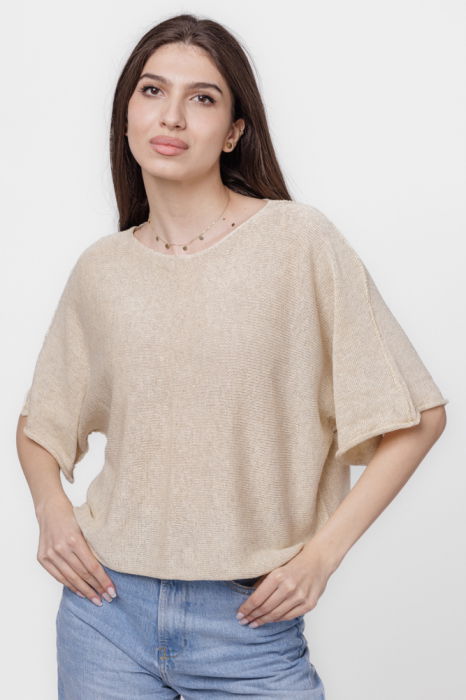 Pulover Shopika Bumbac Bej Versatil