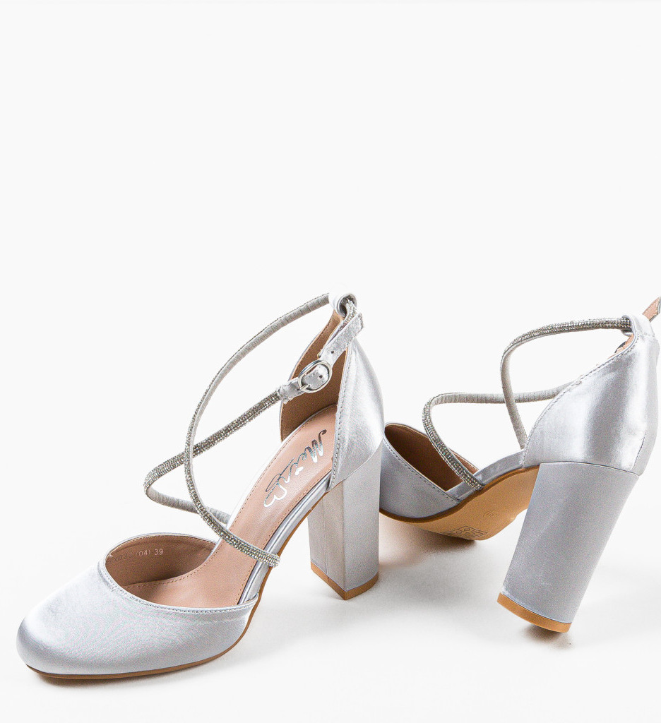 Pantofi dama Semnak Gri eleganți cu toc - imagine 8