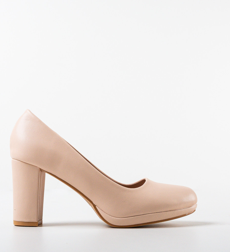 Pantofi dama Izpo Bej eleganți cu toc - imagine 4