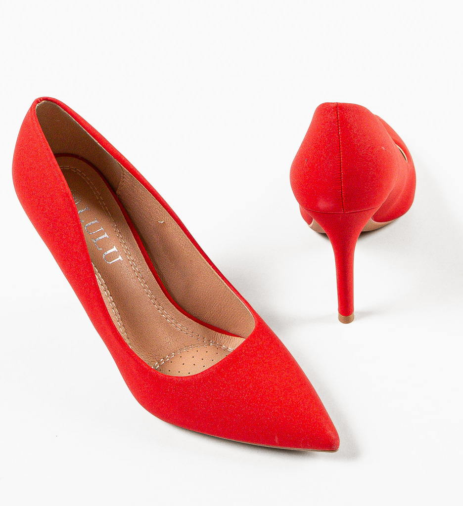 Pantofi Dama Rosii cu Toc Eleganți Kajon - imagine 5