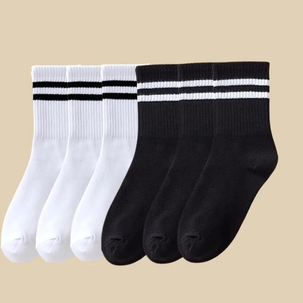 Set 6 Perechi Sosete Dama Picadili Alb/Negru