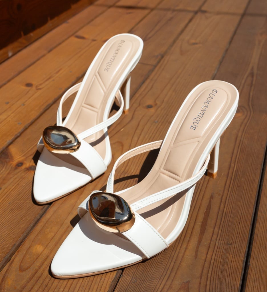 Sandale Dama Albe Elegante cu Toc Apriny - imagine 4