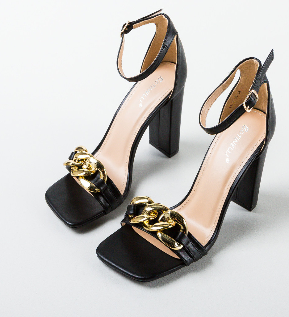 Sandale Kreta Negre cu Toc Elegante - imagine 6