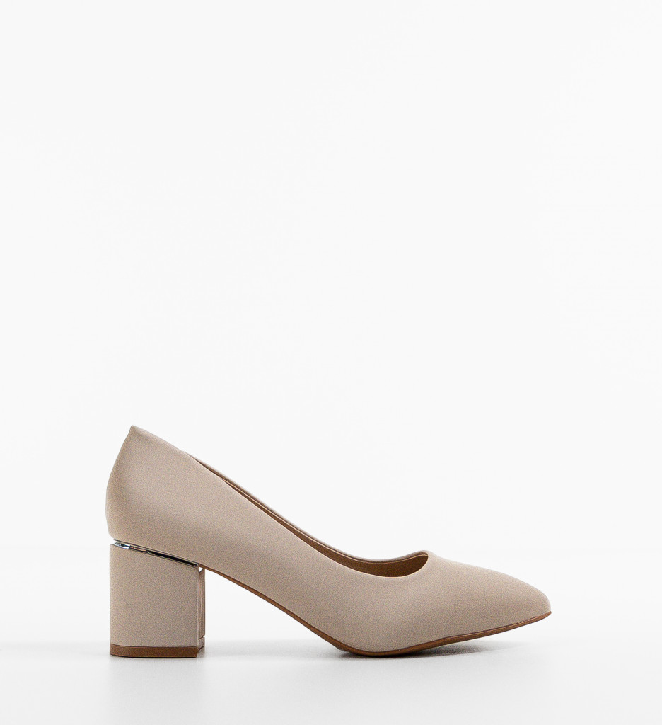 Pantofi Dama Berry Bej cu Toc Eleganti - imagine 4