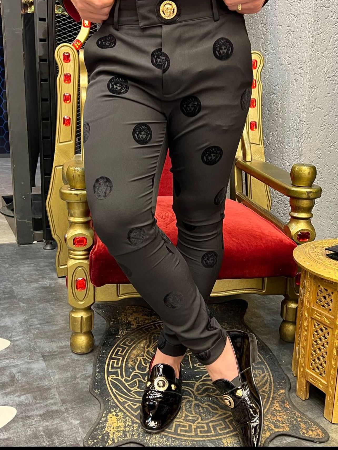 Pantaloni Eleganți Bărbați Negri Stil Office - imagine 2