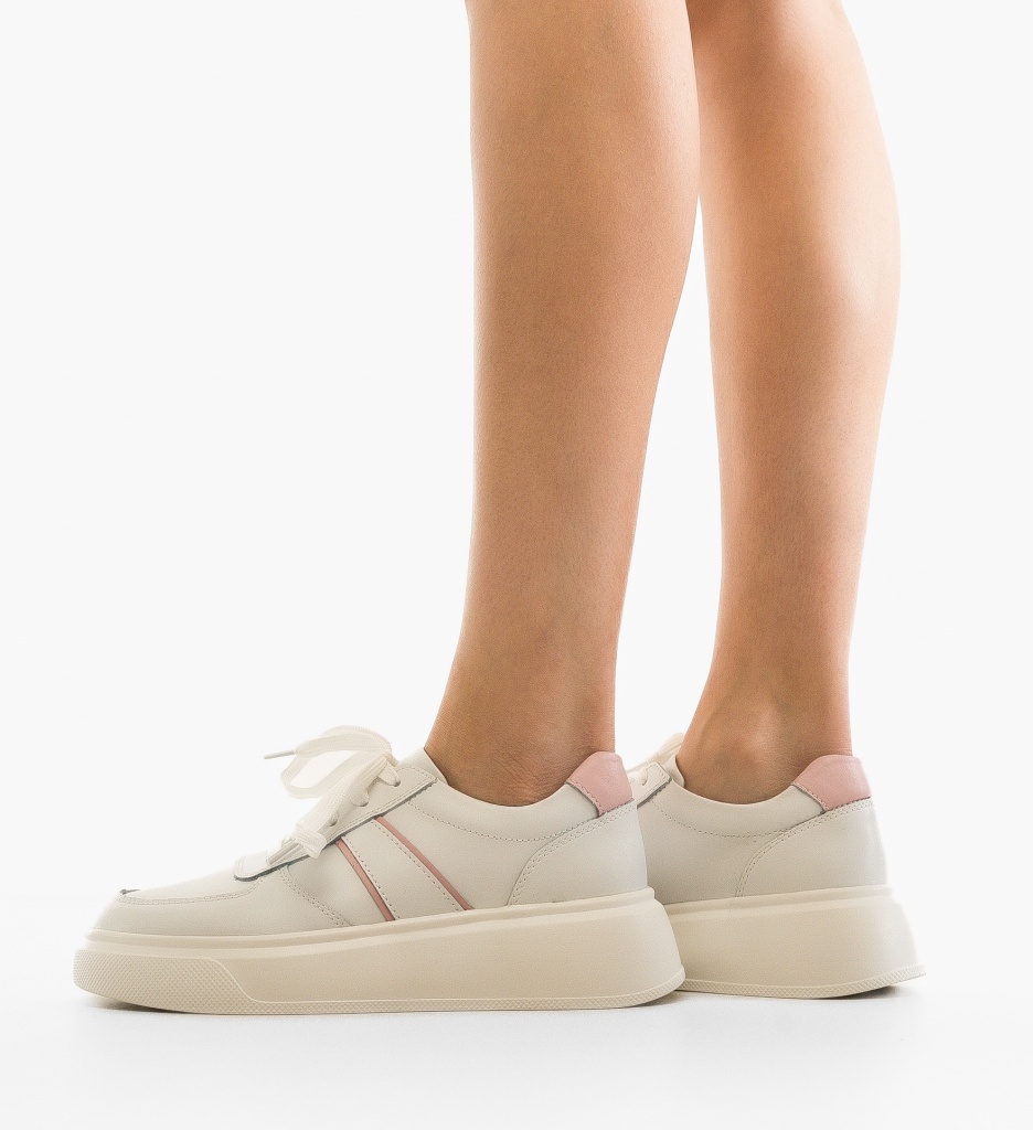 Sneakers Dama Briseis Albi din Piele Naturală - imagine 2